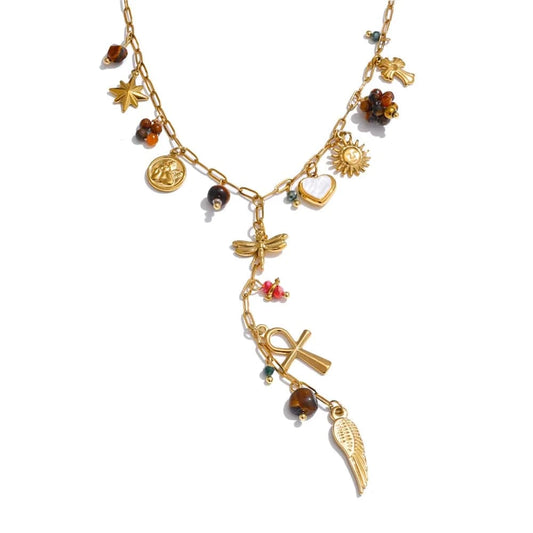 Bijoux Charm Collier à charms avec chaîne pendante doré