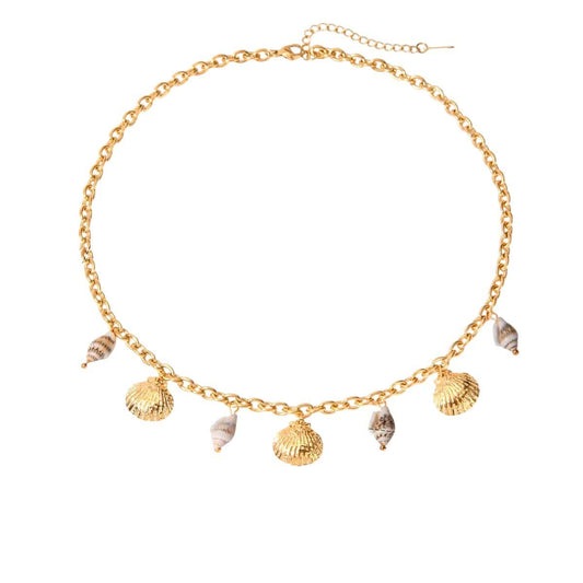 Bijoux Charm Collier à charms avec coquillages doré
