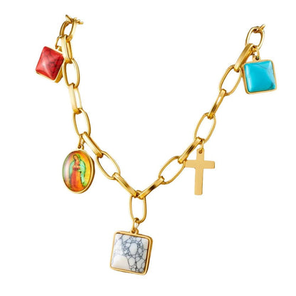 Bijoux Charm Collier à charms avec croix dorée