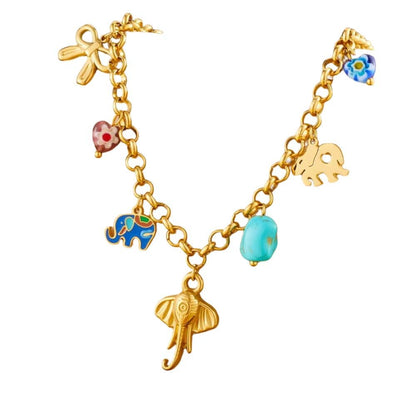 Bijoux Charm Collier à charms avec éléphant doré