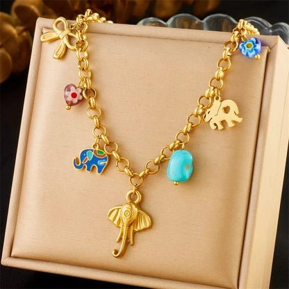 Bijoux Charm Collier à charms avec éléphant doré