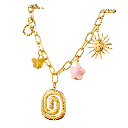 Bijoux Charm Collier à charms avec serpentin doré