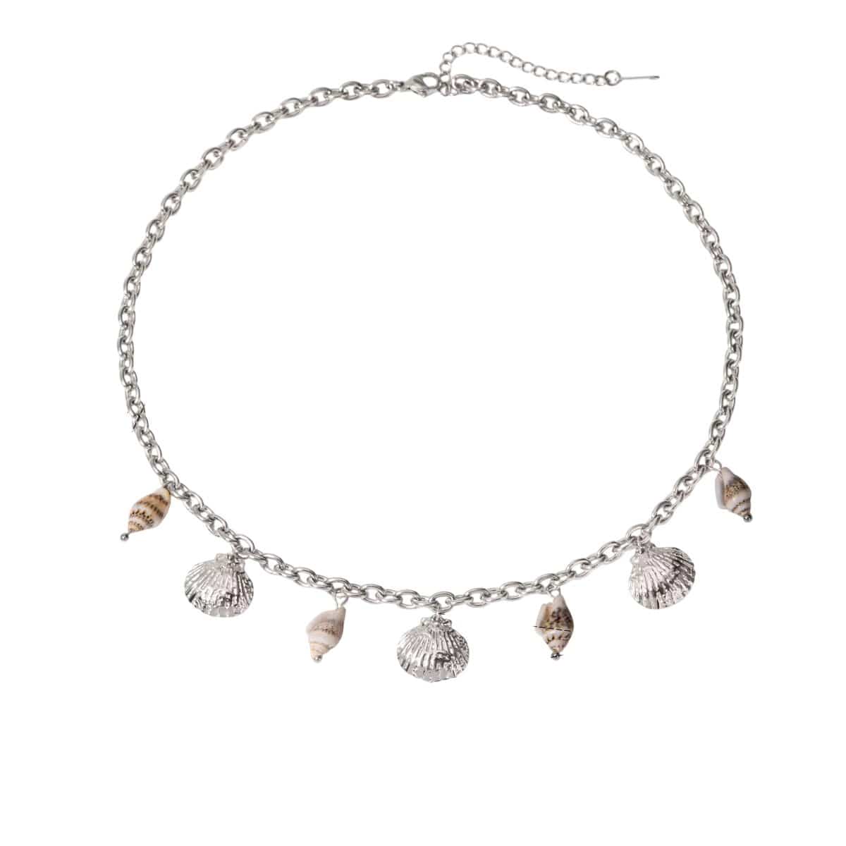 Bijoux Charm Collier à charms coquillage argenté