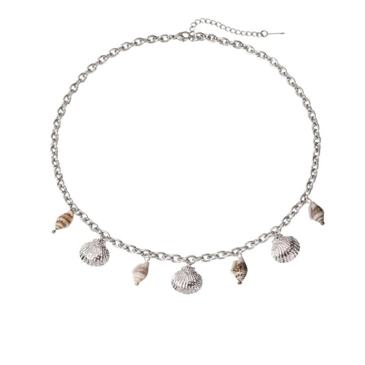 Bijoux Charm Collier à charms coquillage argenté