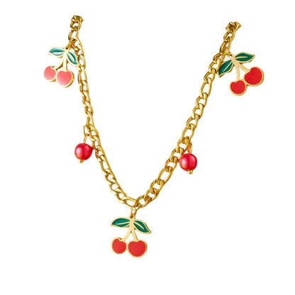 Bijoux Charm Collier à charms doré et cerises