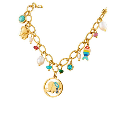 Bijoux Charm Collier à charms doré et éléphant