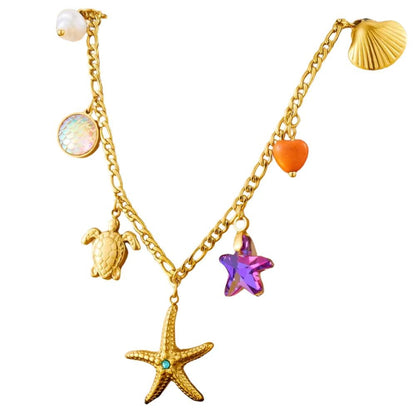 Bijoux Charm Collier à charms doré et étoile de mer