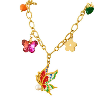 Bijoux Charm Collier à charms doré et fée