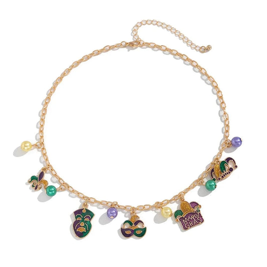 Bijoux Charm Collier à charms doré et joker