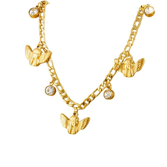 Bijoux Charm Collier à charms dorés et anges