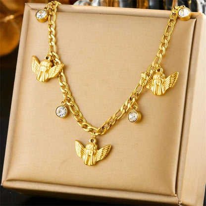 Bijoux Charm Collier à charms dorés et anges