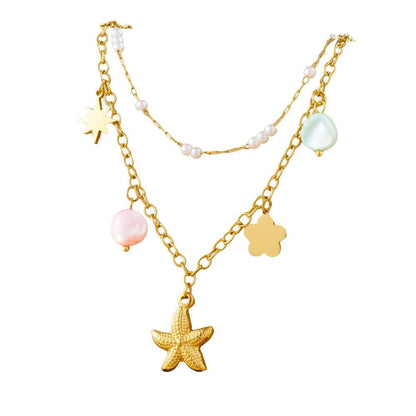 Bijoux Charm Collier à charms étoile de mer doré design