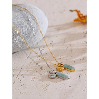 Bijoux Charm Collier charm amazonite et coeur doré