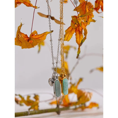 Bijoux Charm Collier charm amazonite et coeur doré