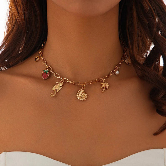 Bijoux Charm Collier charm coquillage doré