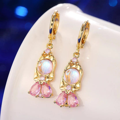 Bijoux Charm Collier Charm Cristal Doré et Rose