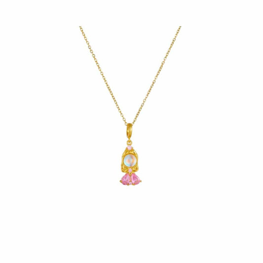 Bijoux Charm Collier Charm Cristal Doré et Rose