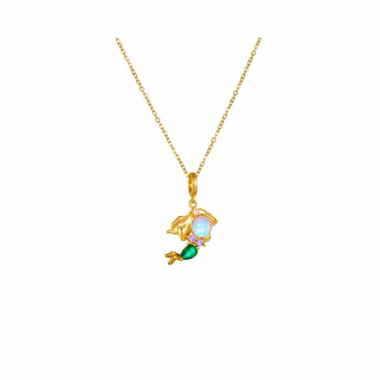 Bijoux Charm Collier charm cristal doré et vert