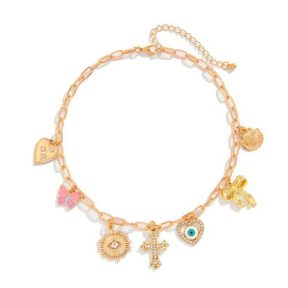 Bijoux Charm Collier Charm Croix Doré