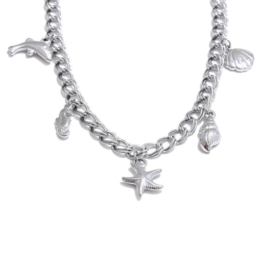 Bijoux Charm Collier charm de la mer argenté