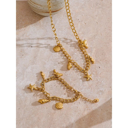 Bijoux Charm Collier charm de la mer dorées