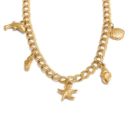 Bijoux Charm Collier charm de la mer dorées