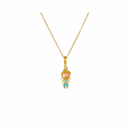 Bijoux Charm Collier Charm en Cristal Doré et Turquoise