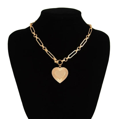 Bijoux Charm Collier charm gros cœur doré
