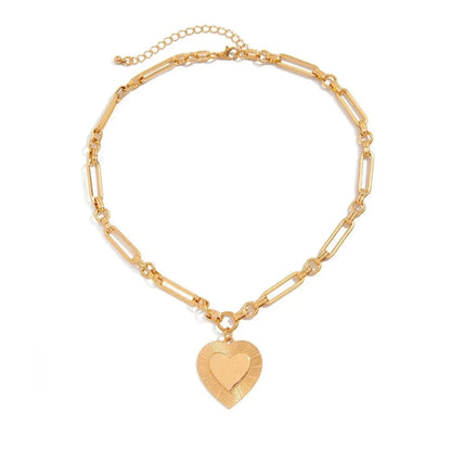 Bijoux Charm Collier charm gros cœur doré