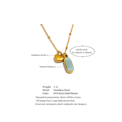 Bijoux Charm Collier Charm Pierre Turquoise et Cœur Doré