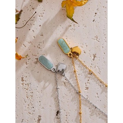 Bijoux Charm Collier Charm Pierre Turquoise et Cœur Doré