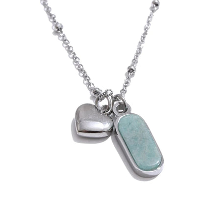 Bijoux Charm Collier Charm Pierre Turquoise et Cœur Doré