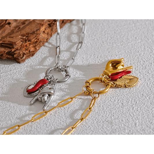 Bijoux Charm Collier Charm Rock Argenté