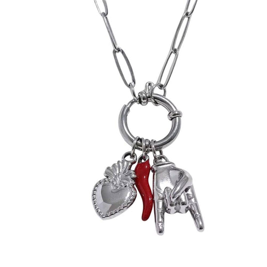 Bijoux Charm Collier Charm Rock Argenté