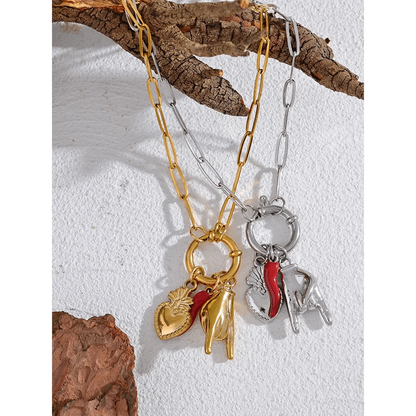 Bijoux Charm Collier Charm Rock Doré
