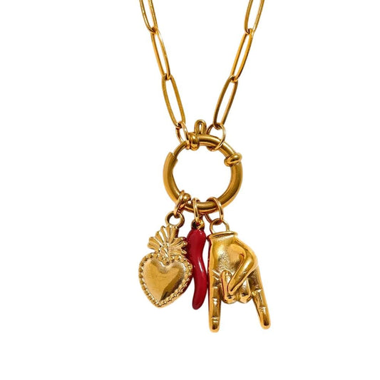 Bijoux Charm Collier Charm Rock Doré