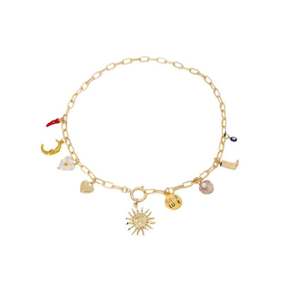 Bijoux Charm Collier Charm Soleil Doré