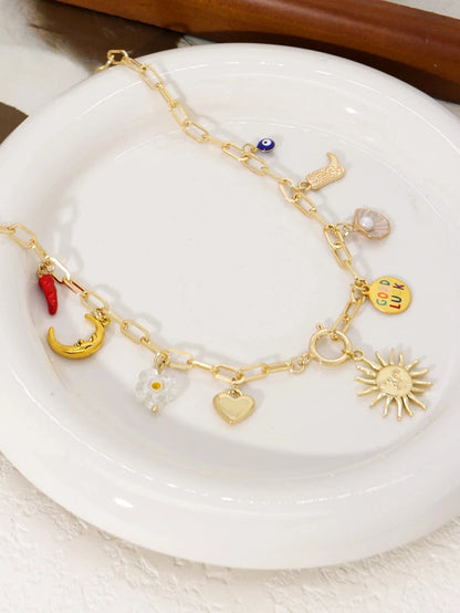 Bijoux Charm Collier Charm Soleil Doré