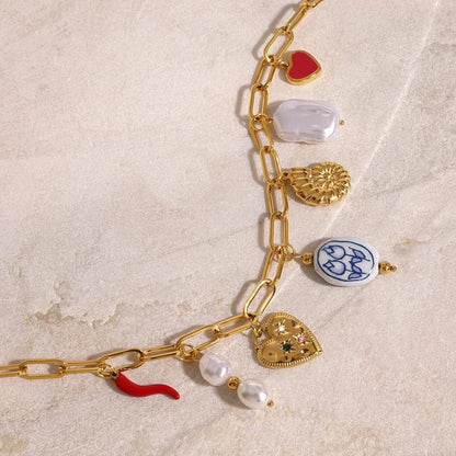 Bijoux Charm Collier charms à chaîne dorée