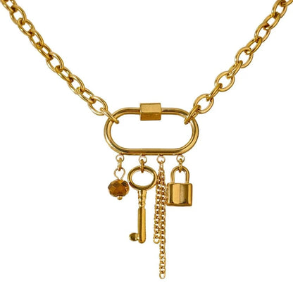 Bijoux Charm Collier charms doré cadenas et clé