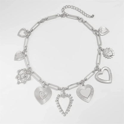 Bijoux Charm Collier charms gros cœurs argentés