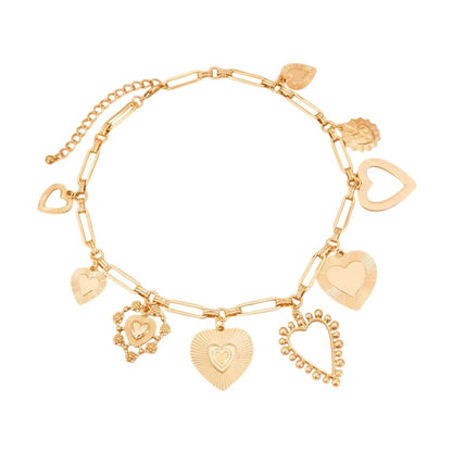 Bijoux Charm Collier charms gros coeurs dorés