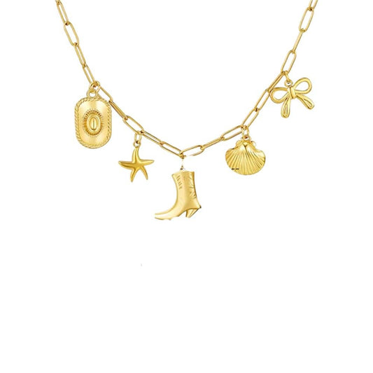 Bijoux Charm Collier doré à charms avec botte