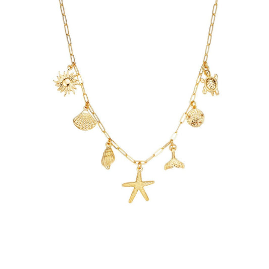 Bijoux Charm Collier doré à charms de la mer