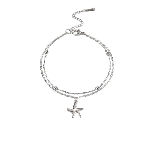 Bijoux Charm Double bracelet à charm unique étoile argenté