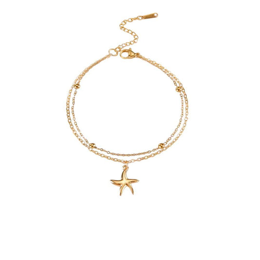 Bijoux Charm Double bracelet à charm unique étoile doré