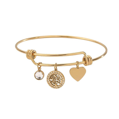 Bijoux Charm Jonc à charms arbre de vie doré ajustable